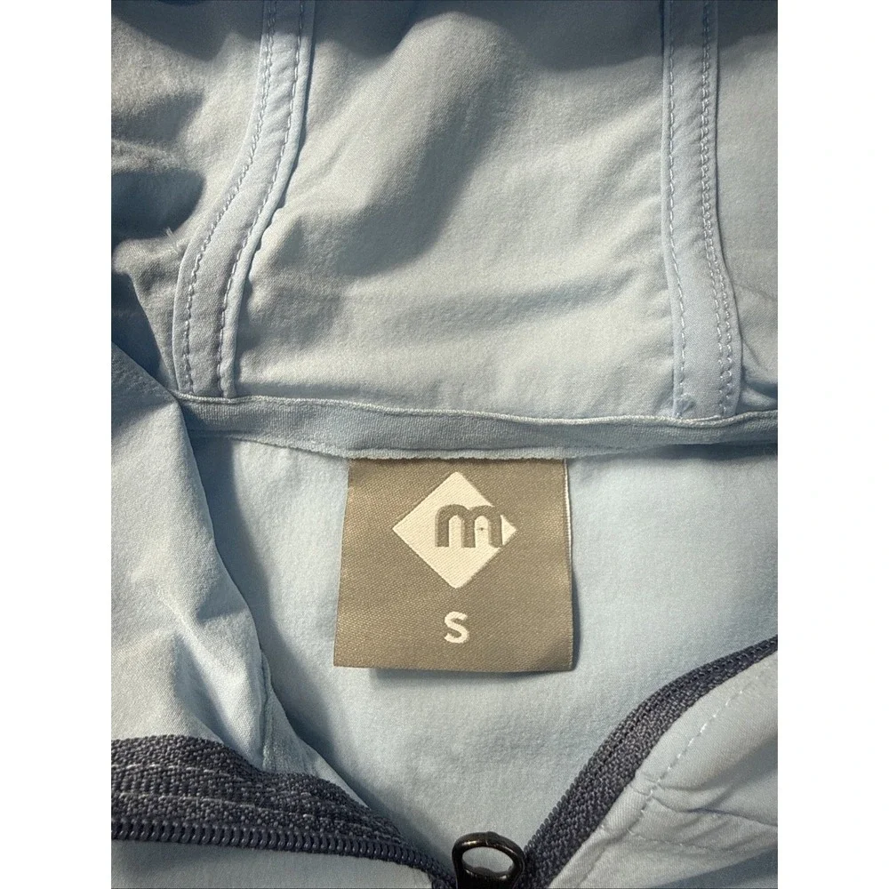 Moxie Hooded Windbreaker Pullover Men's S Sky‎ Blue Colorblock Quarter Zip Light